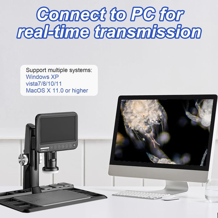 Auveach Digitales Mikroskop 7 Zoll 1600 x 12 MP 1080P Professionelles Schweissmikroskop für Erwachse