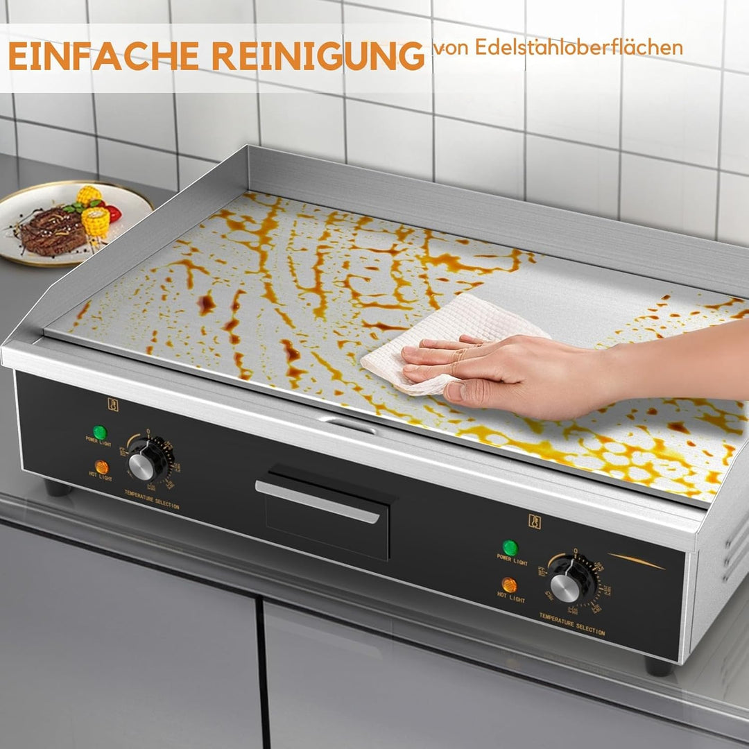 LEADZM Kommerzieller Elektrogrill Elektrisch Tischgrill, 4400W Grillplatte einstellbare Temperatur v
