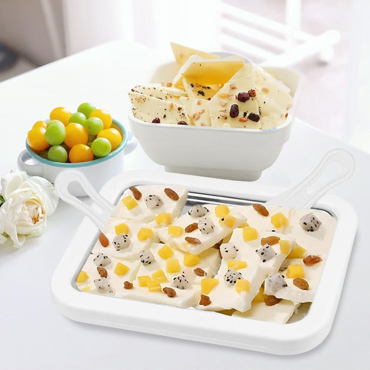 Eisplatte Zum Eis Machen, Roller Maker Pan mit 2 Spateln, Rolled Ice Cream Maker Eis Selber Machen D