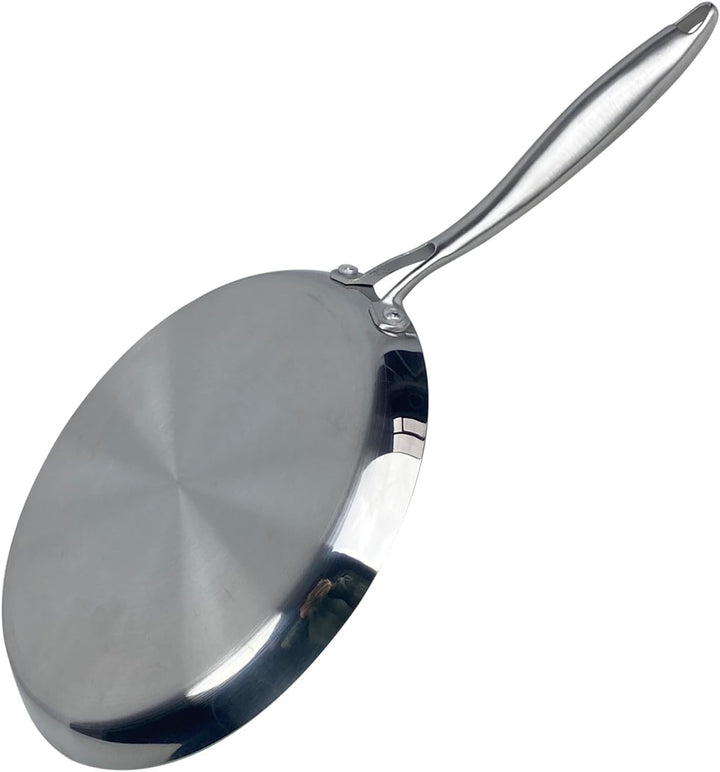 4BIG.fun Ø24cm Pfannkuchen Pfanne aus Edelstahl Induktion Bratpfanne Blinis Crêpes Crêpepfanne Omele