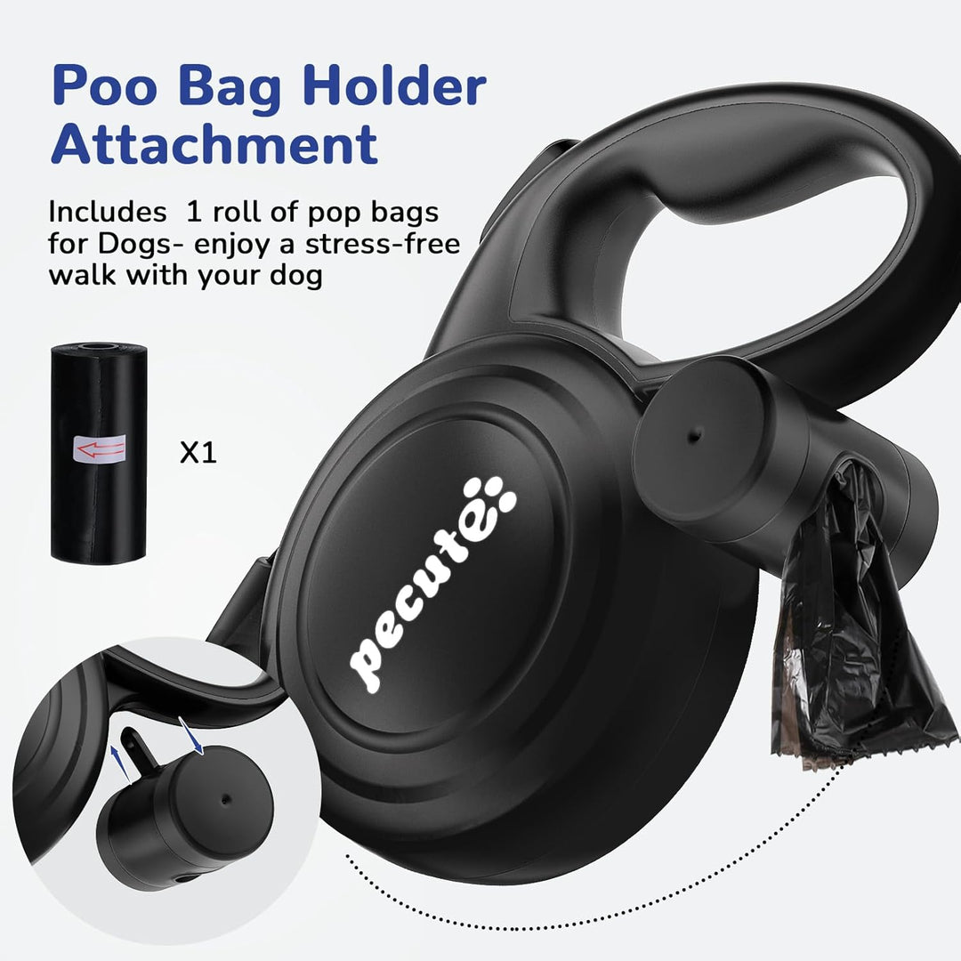 pecute Hundeleine 10m, Rollleine für Hunde, 360° Verhedderungsfreier Leinenverlängerung, Anti-Rutsch