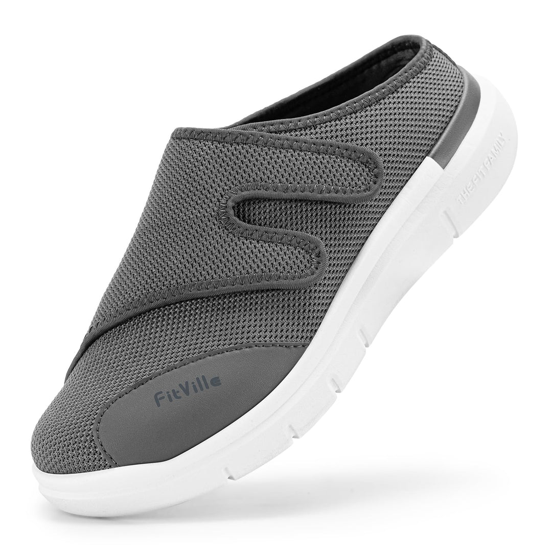 FitVille Diabetikerslipper Herren Extra Weit Gesundheitsschuhe mit Klettverschluss Orthopädische Hau