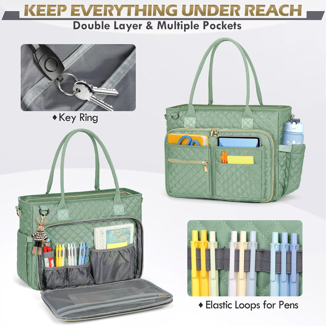 RAINSMORE Lehrertasche 15.6 Zoll Laptoptasche Damen Aktentasche mit Isolierter Tasche Arbeitstasche