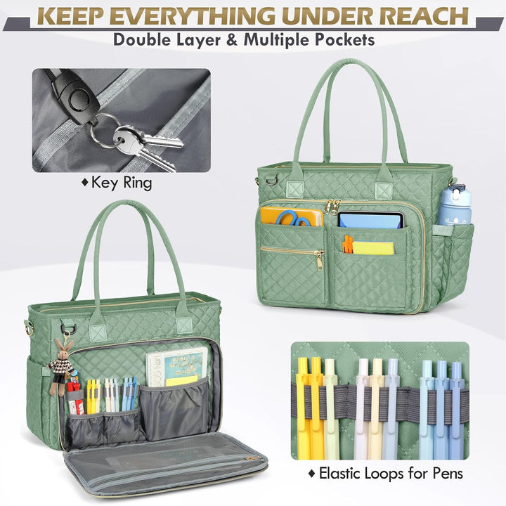 RAINSMORE Lehrertasche 15.6 Zoll Laptoptasche Damen Aktentasche mit Isolierter Tasche Arbeitstasche