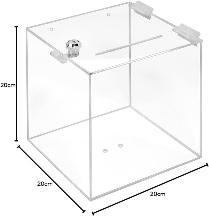 Losbox aus Acrylglas mit Schloss in 200x200x200mm - Zeigis® / Spendenbox/Aktionsbox/Gewinnspielbox/t