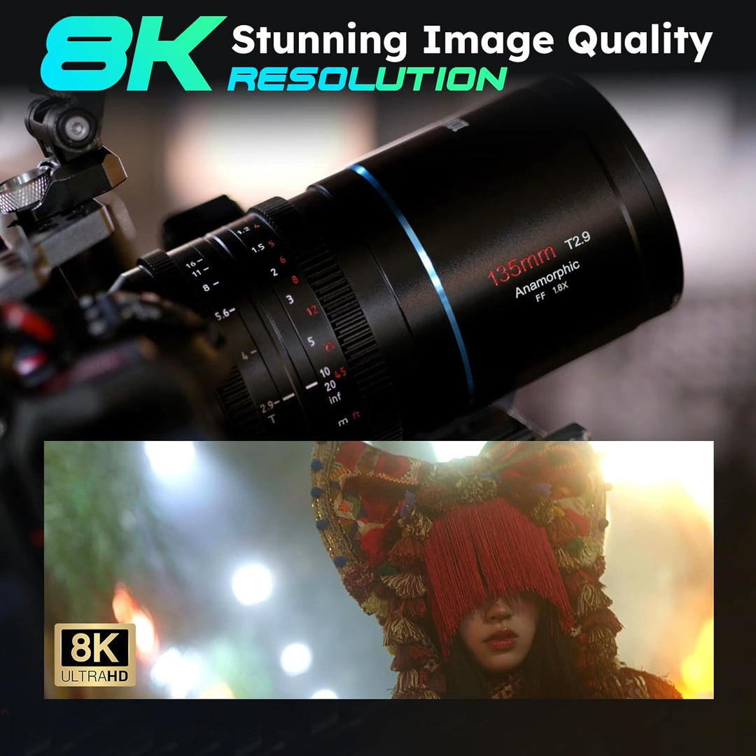 SIRUI 135mm T2.9 1.8X Vollrahmen-anamorphes Objektiv, Telefoto-amorphes Objektiv (Venus 135 mm RF-Ha