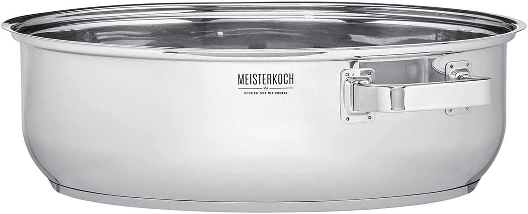 MEISTERKOCH Bräter Induktion mit Glasdeckel & Dämpfeinsatz 3-teilig 38 x 26,5 cm