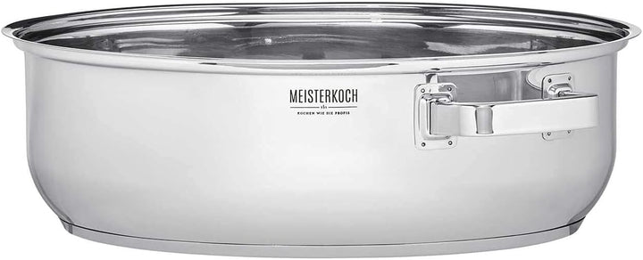 MEISTERKOCH Bräter Induktion mit Glasdeckel & Dämpfeinsatz 3-teilig 38 x 26,5 cm