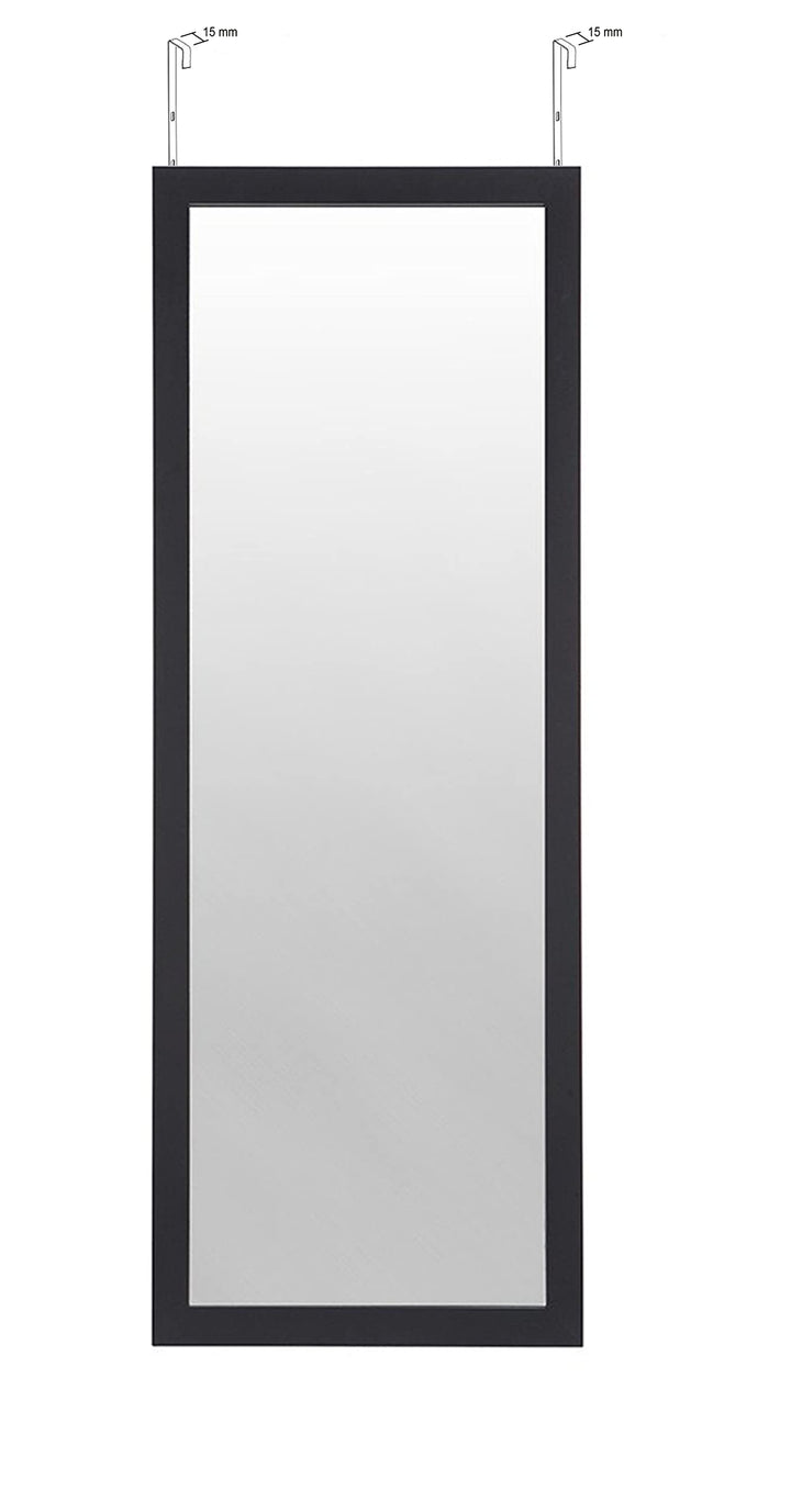 Türhängespiegel schwarz 1258x358 mm zeitlos eleganter MDF Rahmen von B.D.Art