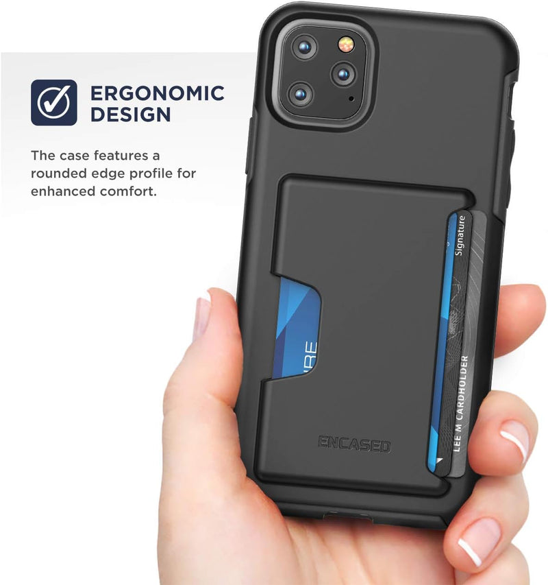 Encased Wallet Hülle für iPhone 11 Pro Max mit Kartenfach – Schutzhülle Handyhülle Stossfest Case (S