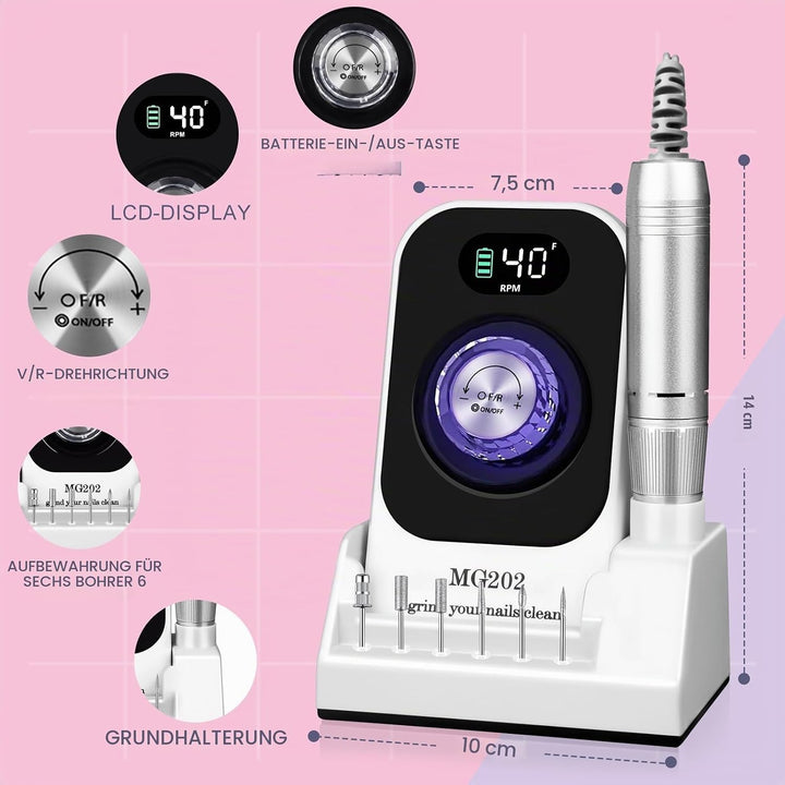 Nagelfräser für Gelnägel 40000U/Min, Urbuti 12 in 1 Elektrische Nagelfräser Nagelfeile Professionell