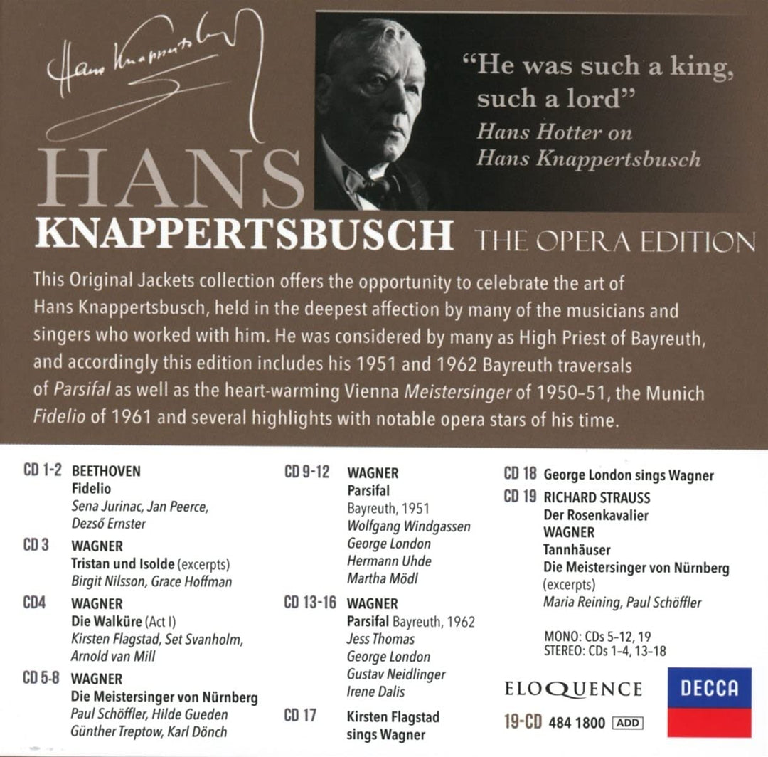 Hans Knappertsbusch: die Opern-Edition, Audio-CD