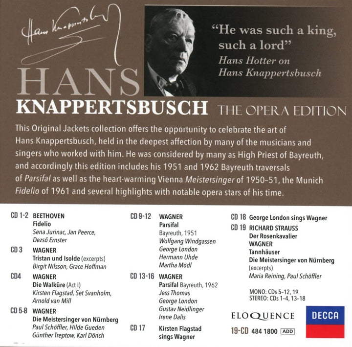 Hans Knappertsbusch: die Opern-Edition, Audio-CD