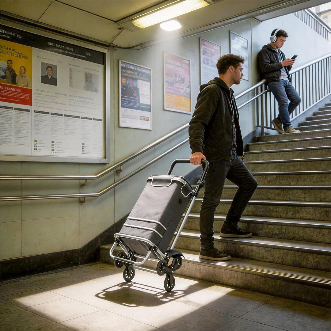 LARS360 Einkaufstrolley Faltbar mit Kühlfach 56L Einkaufswagen aus Aluminium 3 in 1 Trolley & Sackka