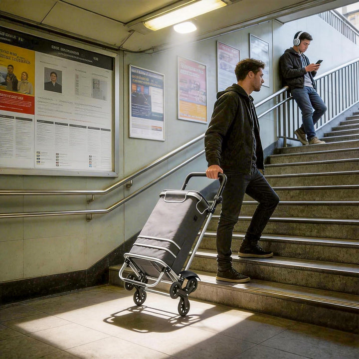 LARS360 Einkaufstrolley Faltbar mit Kühlfach 56L Einkaufswagen aus Aluminium 3 in 1 Trolley & Sackka