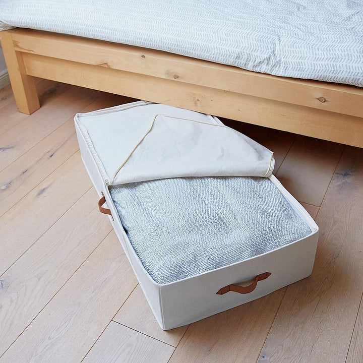 LOVE IT STORE IT Premium Unterbettkommode - Unterbett Aufbewahrungsbox für Bettwäsche - Aus Leinen-B