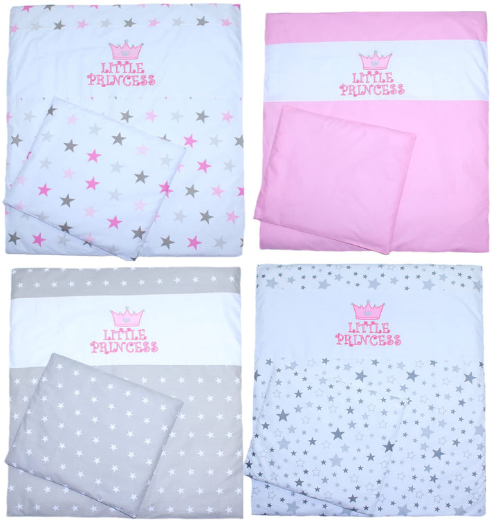 Baby Bettwäsche Set - Princess - 70x78 für Baby Wiege Kinderwagen Beistellbett 2-4 teilig (Rosa, 4 t