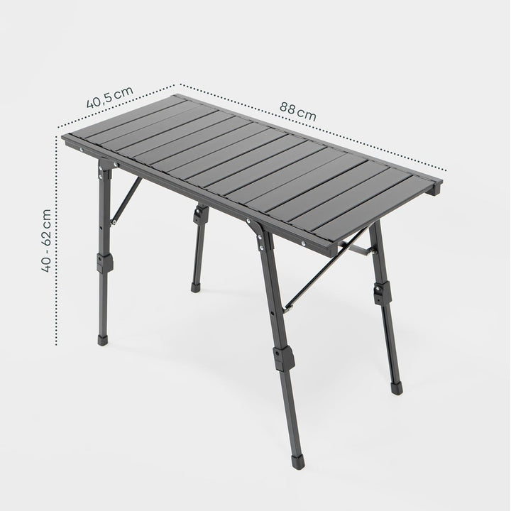 BOXIO - Table: Klappbarer Campingtisch 88x40 wetterfest stabil &amp; faltbar höhenverstellbarer Outdoor