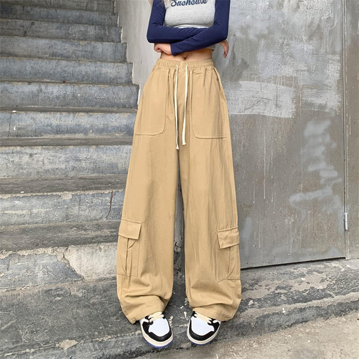 Linsennia Cargohose Damen Baggy Y2k Cargo Parachute Pants Weite Teenager Mädchen High Waist Streetwe