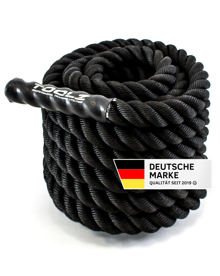 TOOLZ Battle Rope, Sportseil für Kraftausdauertraining, schwarz, Länge: 12m / Durchmesser: 35 mm/Gew