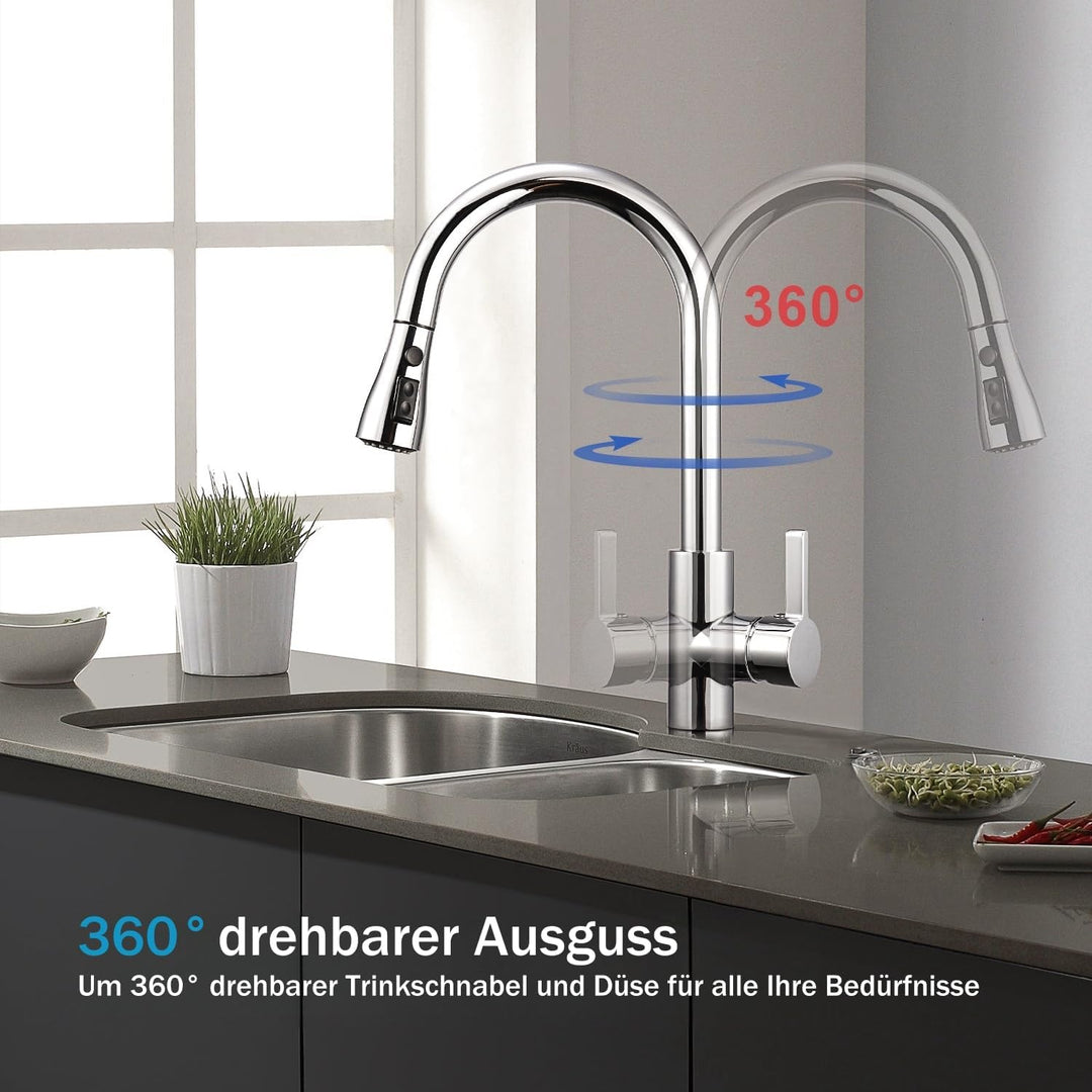 Coree Wasserhahn Küche, Hochdruck Küchenarmatur, Armatur Küche Ausziehbar, Mischbatterie Spültischar