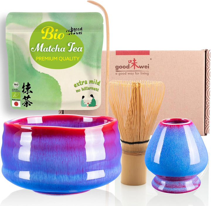 Teezeremonie-Set mit hochwertiger Matcha-Schale und echtem Bio Matcha aus Japan (Seiun), Seiun