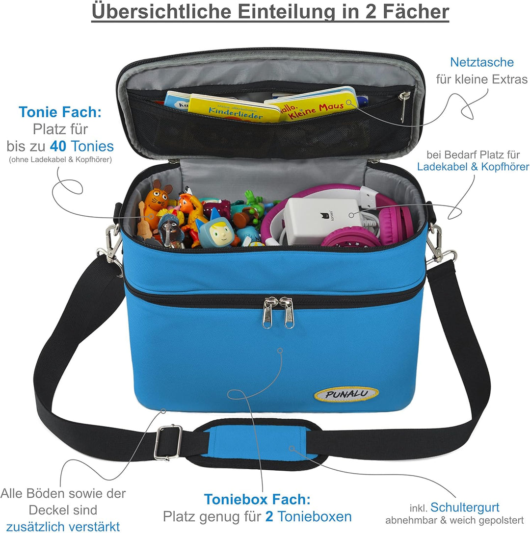 Toniebox Tasche XL kompatibel mit Toniebox 1 & 2 – Platz für bis zu 68 Hörfiguren, Kopfhörer & Lades