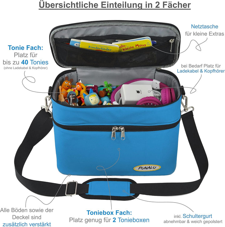 Toniebox Tasche XL kompatibel mit Toniebox 1 & 2 – Platz für bis zu 68 Hörfiguren, Kopfhörer & Lades