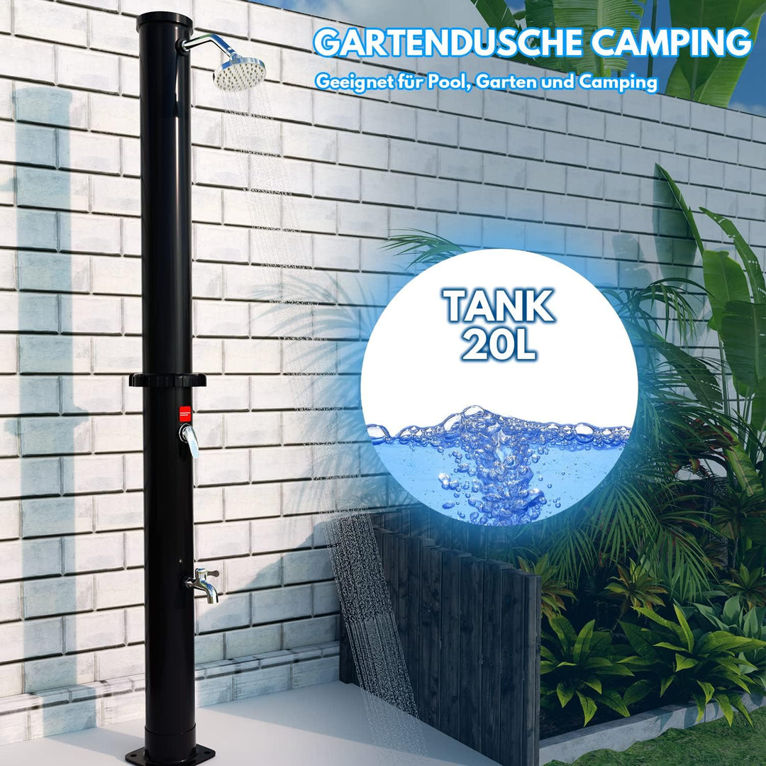 Solardusche 20L Solar Gartendusche warmes Wasser Bis Zu 60°C Ohne Stromanschluss Pooldusche Camping