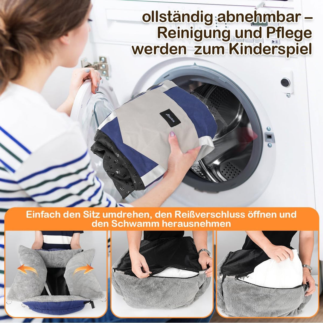 3-in-1 Hundesitz fürs Auto &amp; Reisebett für kleine Hunde – Tragbarer Autositz mit erweiterbarer Liege