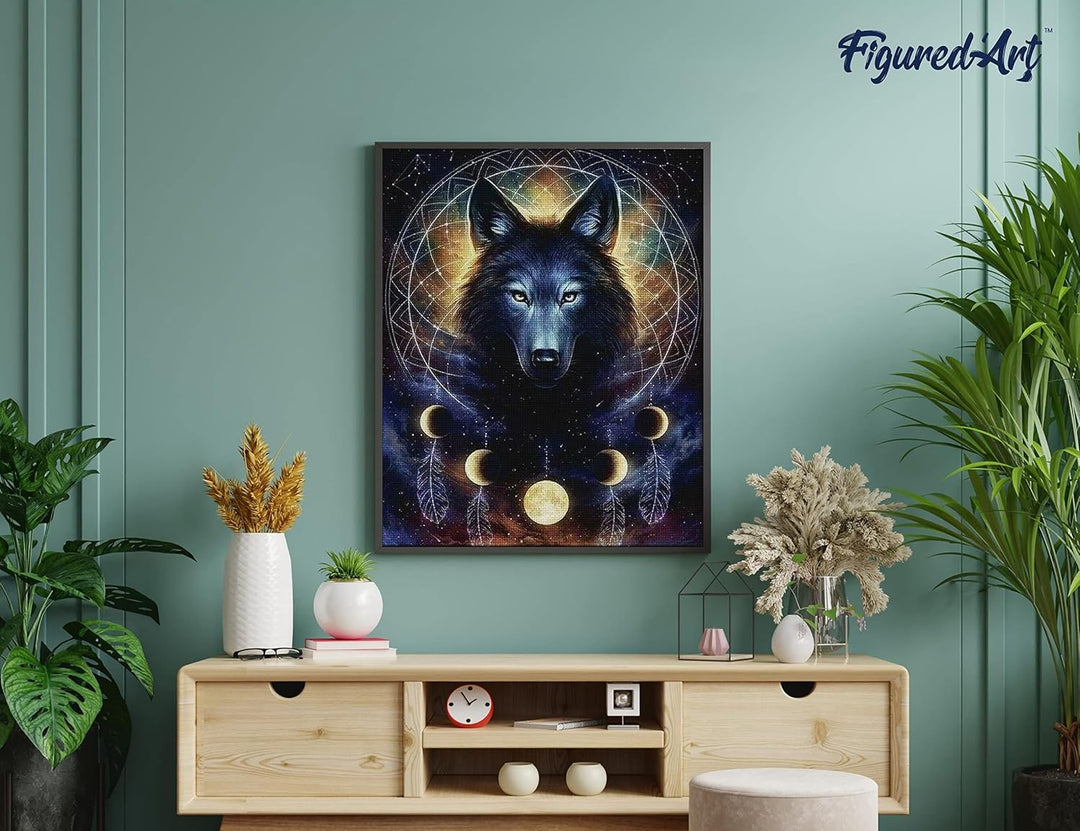 Figured'Art Diamond Painting Erwachsene 40x50cm Ganze Leinwand gerollt Dunkler Wolf 5D Bilder Eckige