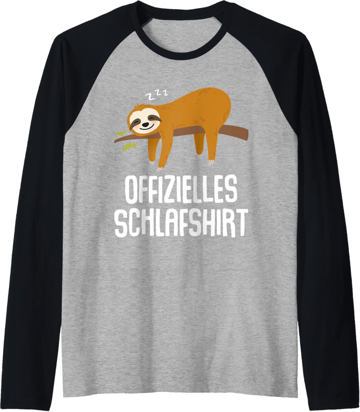 Offizielles Schlafshirt Faultier Nachthemd Pyjama Geschenk Raglan