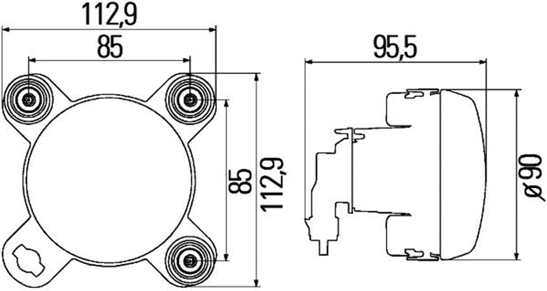 HELLA - DE/Halogen/FF-Hauptscheinwerfer - 90mm Performance - 12V - rund - Referenzzahl: 12.5 - Einba