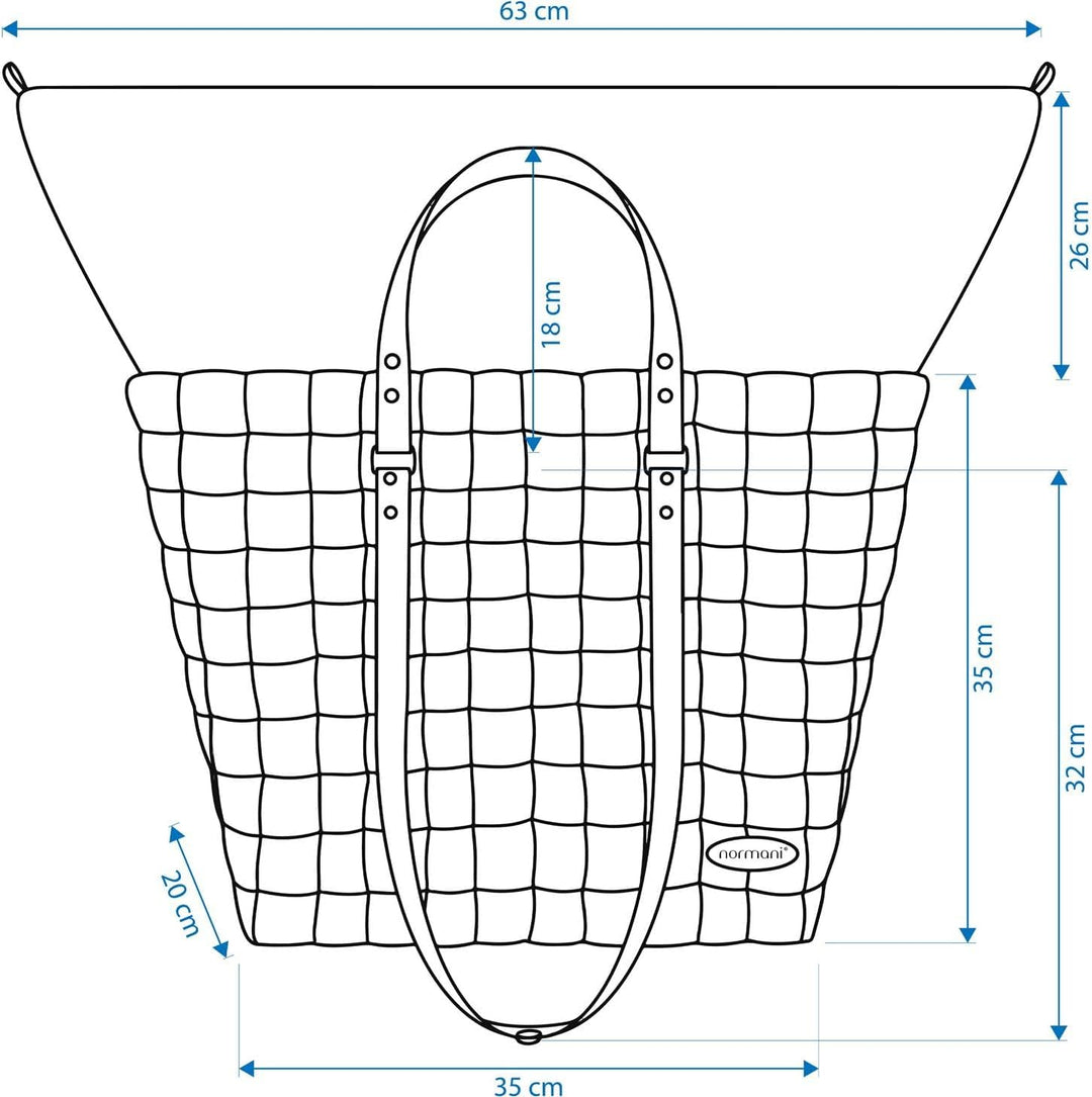 normani Grosser Einkaufskorb 25 L Shopper Einkaufstasche Strandtasche mit langen Henkel, Classic / B