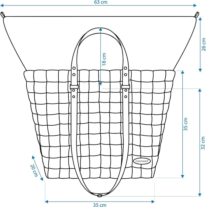 normani Grosser Einkaufskorb 25 L Shopper Einkaufstasche Strandtasche mit langen Henkel, Classic / B