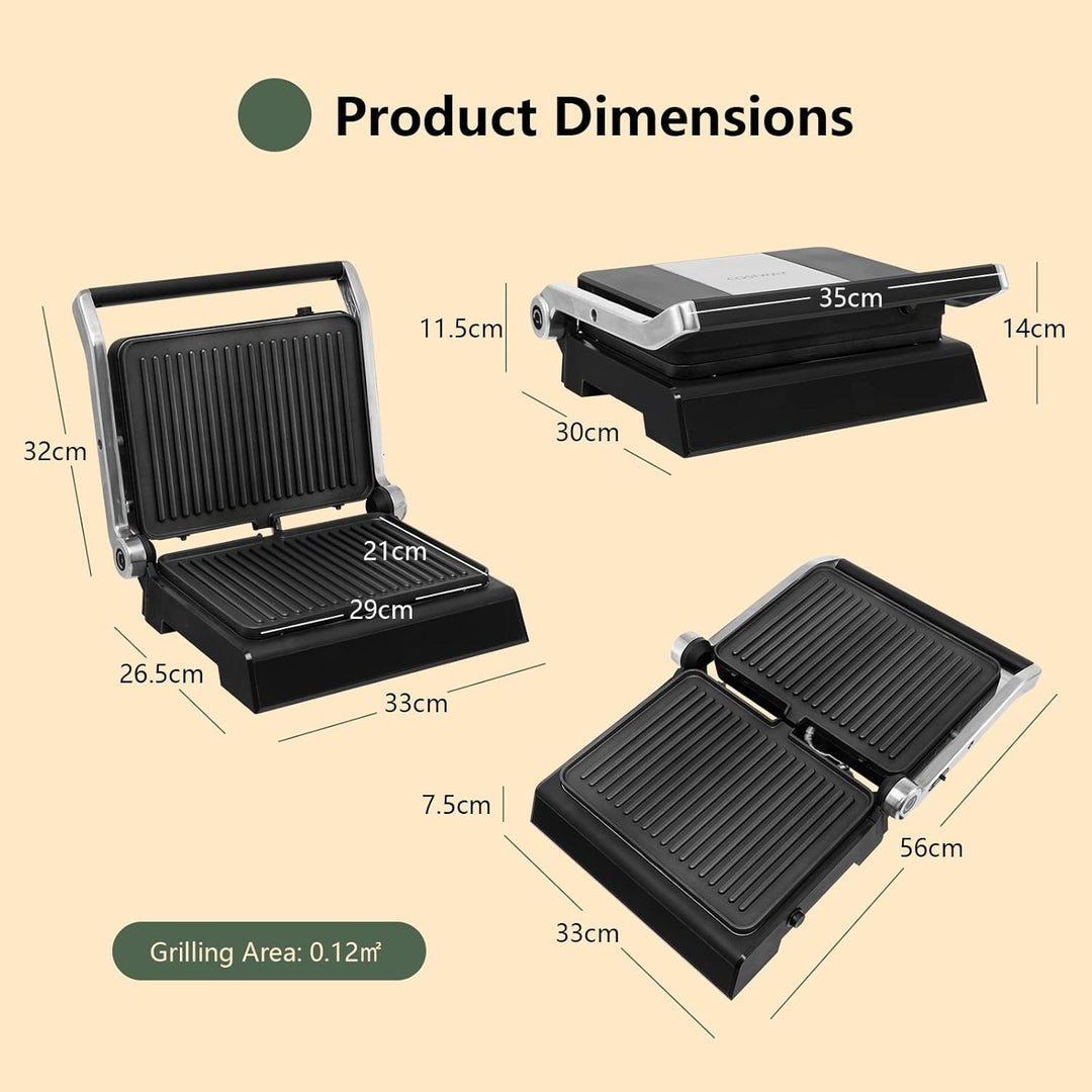 RELAX4LIFE Kontaktgrill 1800W, Elektrogrill Sandwichmaker Paninimaker, Sandwichtoaster 3 in 1, Grill