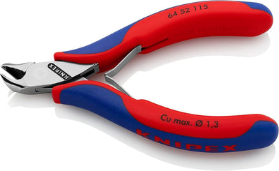 Knipex Elektronik-Vornschneider mit Mehrkomponenten-Hüllen 115 mm 64 52 115 kurzer Kopf, ohne Facett