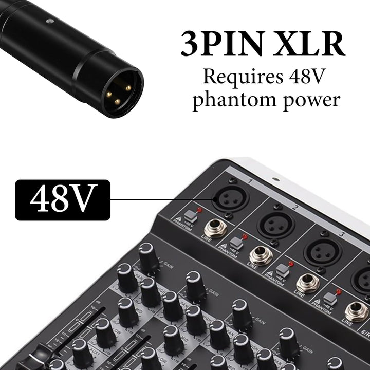 GEEKRIA 48V XLR Lavalier Mikrofon, Omnidirektionales Mikrofon, HD-Rauschunterdrückung, kompatibel mi