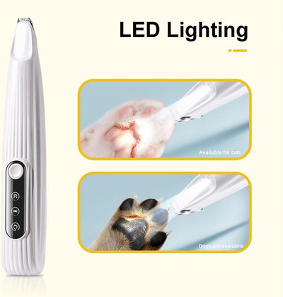 USB Hundehaarschneidemaschine, kabelloser Elektrischer Hundepfotenschneider mit LED Beleuchtung für