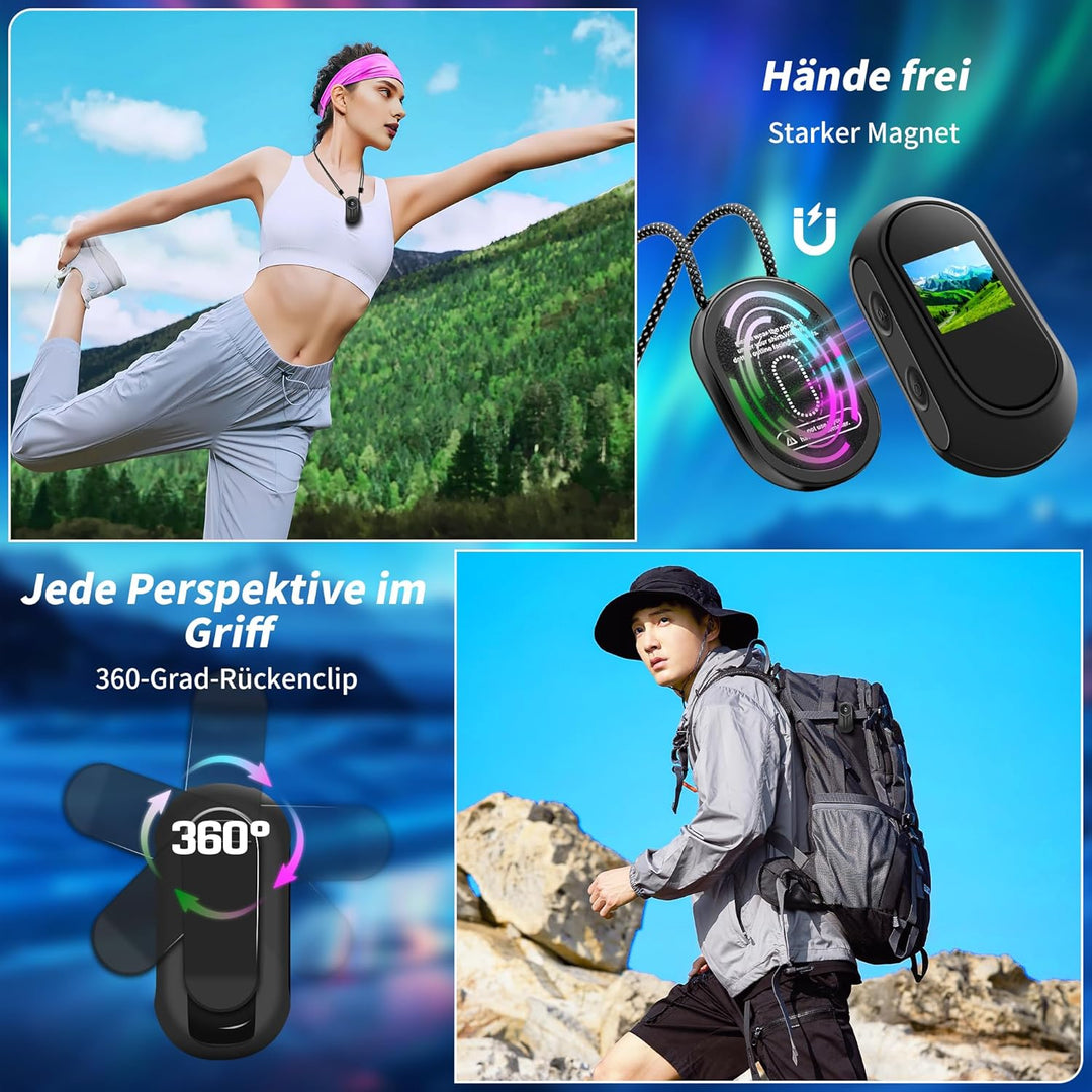 1080P Action Kamera mit 64 GB Karte, Sport Actionkameras, Action Cam mit WLAN, Mini Bodycam Körperka