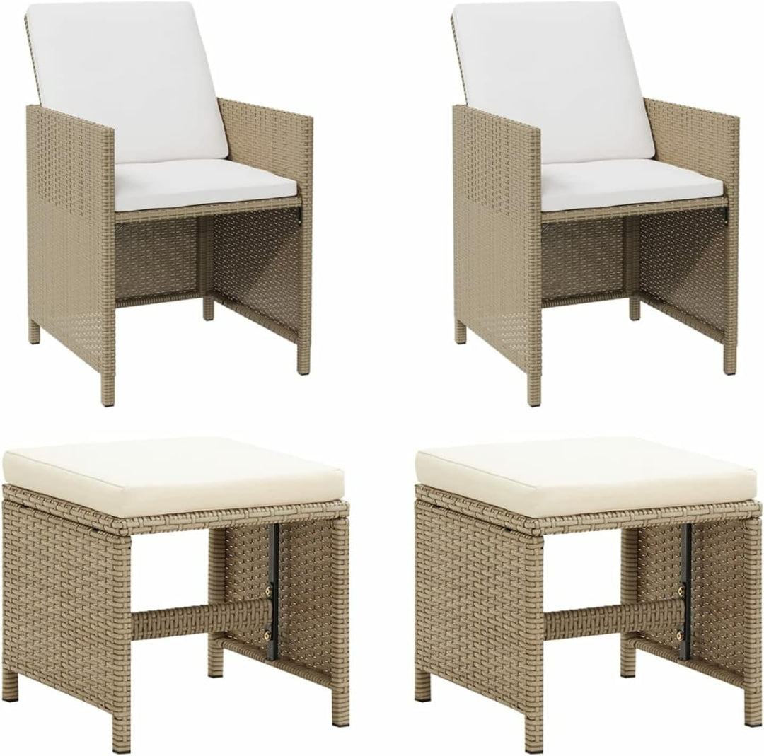 Tidyard 4-TLG. Gartenstuhl und Hocker Set Gartenstuhl Balkonstuhl Rattansessel Gartenmöbel Poly Ratt
