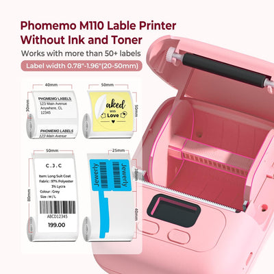 Phomemo M110 Tragbarer Etikettendrucker Beschriftungsgerät Selbstklebend, Labeldrucker Bluetooth The
