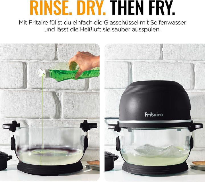 Fritaire Ungiftiger Glas-Airfryer™, 5L – 360° Sicht, Selbstreinigung, 400°F Heissluft-Vortex für gle
