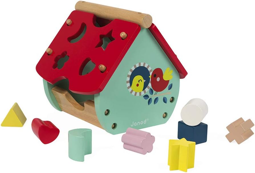 Janod - Baby Forest Formen-Steckspiel aus Holz, Haus, Bausteine, frühes Alter und Lernspielzeug, zum