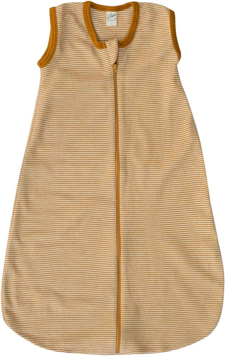 Lilano, Schlafsack Ringel ohne Arm, 70% Wolle (kbT), 30% Seide, 210 gr./m² (Curry/Natur, 3 (110 cm))