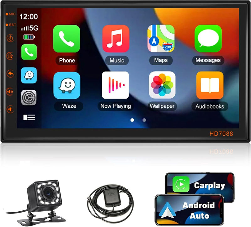 Podofo Autoradio 2 Din mit Wireless Apple Carplay Android Auto Bluetooth, Android 13 Doppel Din Auto