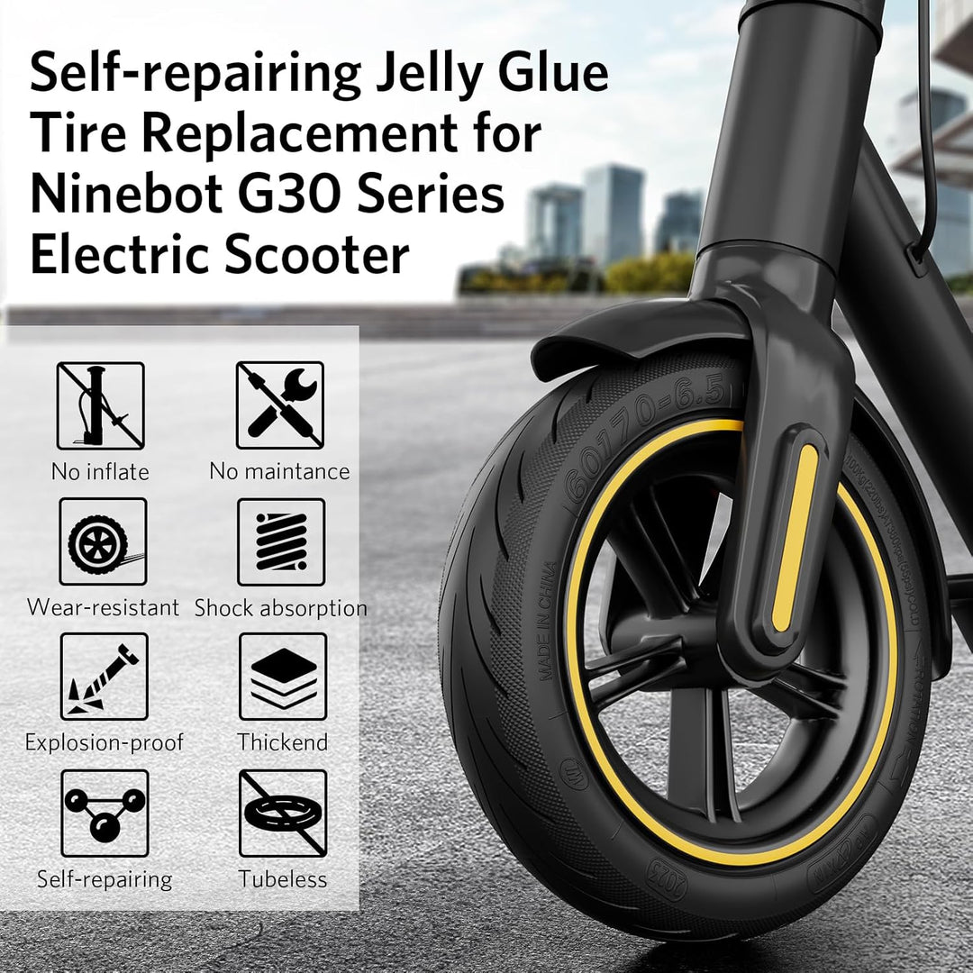 OUXI 10 Zoll Reifen selbstreparierende Jelly Glue Ersatzreifen für Ninebot G30Max /G30D mit Montagew