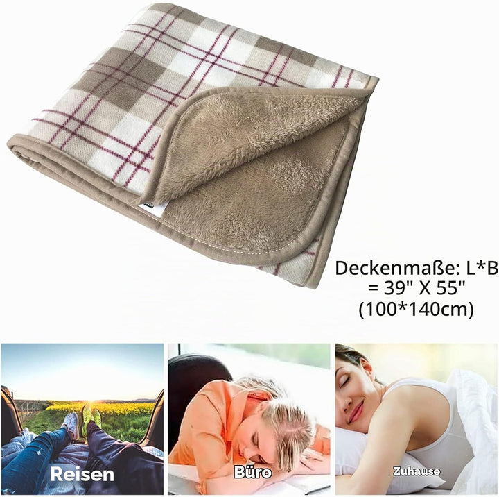 Damen Poncho Fleece Tragbare Decke, Karierte Schossdecke Bequemer Poncho Plüschdecken Überwurf Schal