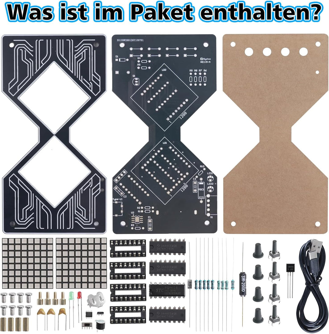PEMENOL DIY Elektronische Sanduhr Löt Bausatz Digital Timer Einstellbar von 1 bis 99 Min Wiederaufla