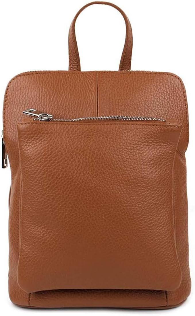 OBC Made in Italy Damen echt Leder Rucksack Bodybag Lederrucksack Tasche Schultertasche Ledertasche
